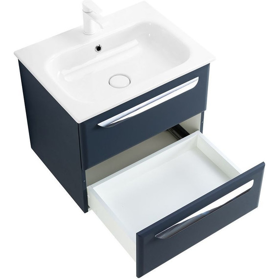 Тумба подвесная с раковиной Cezares ECO-CER-600-2C-SO-GR-P 60 см, Grafito - фото 4