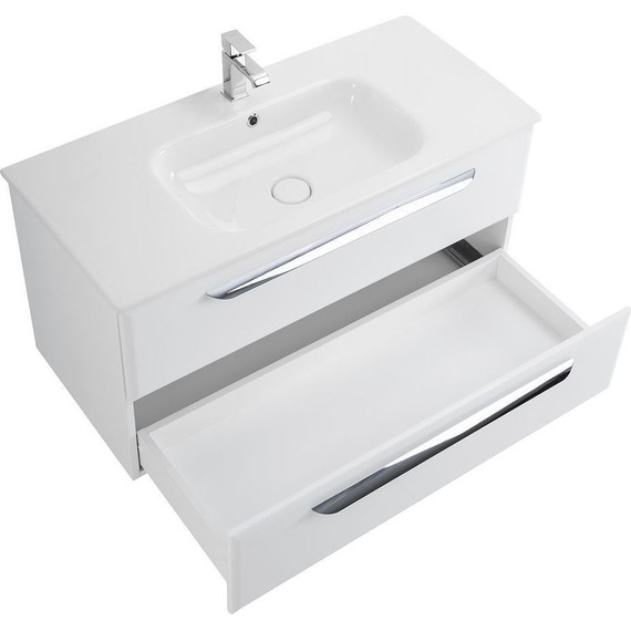 Тумба подвесная с раковиной Cezares ECO-CER-800-2C-SO-BL 80 см, Bianco Lucido - фото 4