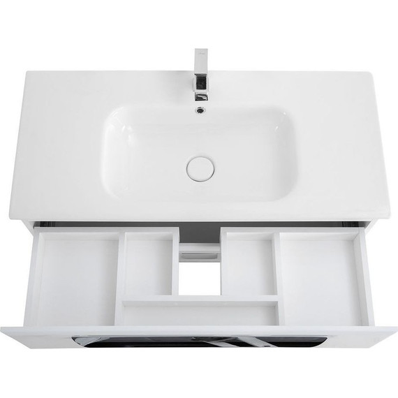 Тумба подвесная с раковиной Cezares ECO-CER-800-2C-SO-BL 80 см, Bianco Lucido - фото 8