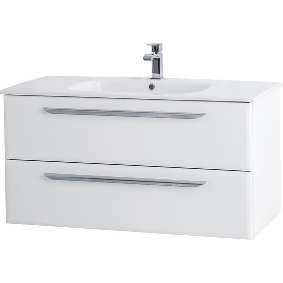 Тумба подвесная с раковиной Cezares ECO-CER-1000-2C-SO-BL 100 см, Bianco Lucido - фото 3