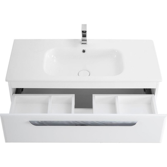 Тумба подвесная с раковиной Cezares ECO-CER-1000-2C-SO-BL 100 см, Bianco Lucido - фото 5