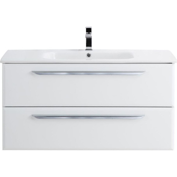 Тумба подвесная с раковиной Cezares ECO-CER-1000-2C-SO-BO 100 см, Bianco Opaco - фото 