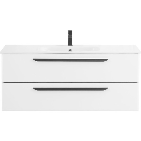 Тумба подвесная с раковиной Cezares ECO-CER-1200-2C-SO-BL 120 см, Bianco Lucido - фото 