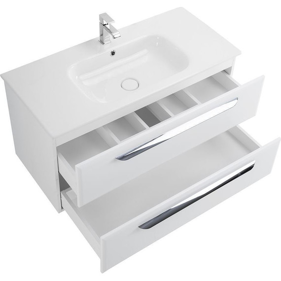 Тумба подвесная с раковиной Cezares ECO-CER-800-2C-SO-BO 80 см, Bianco Opaco - фото 6