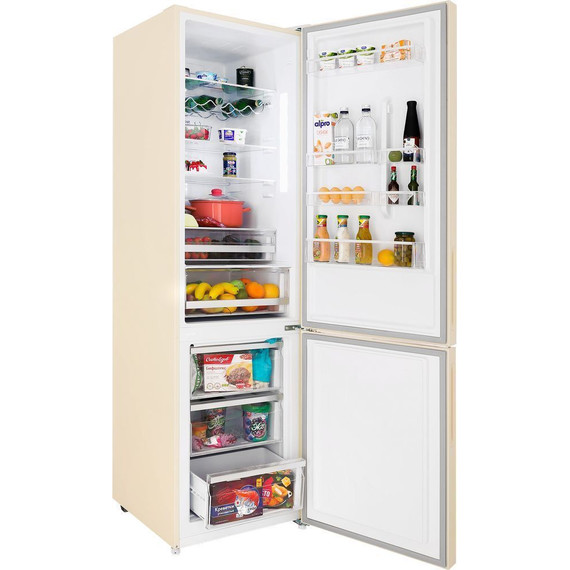 Двухкамерный холодильник Hiberg RFC-400DX NFGY inverter, бежевое стекло - фото 4