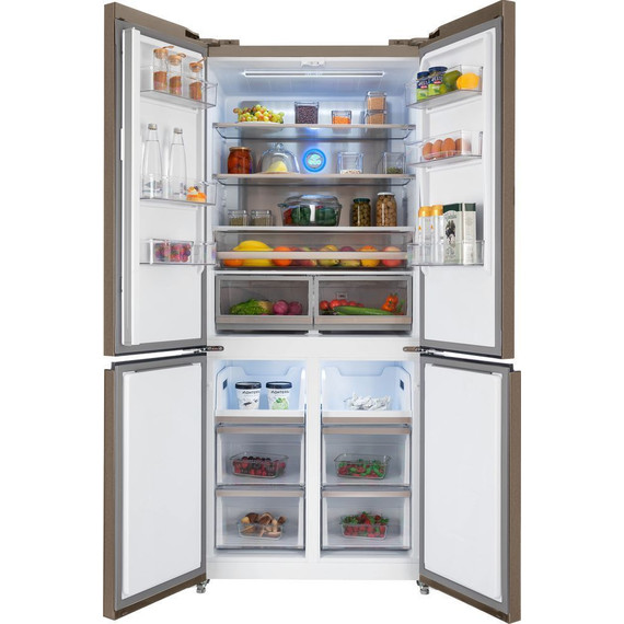 Холодильник Side by Side Hiberg RFQ-600DX NFGY inverter, бежевое стекло с полосками - фото 3