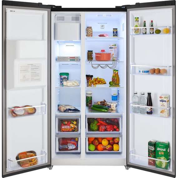 Холодильник Side by Side Hiberg RFS-650DX NFGB inverter, чёрное мерцающее стекло - фото 3