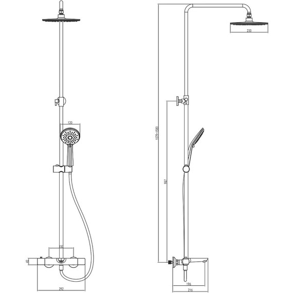 Душевая стойка с термостатом Azario Galaxy AZ-67B47EV1-1DC1J19A-ZH3394A-HB1153C, Цвет производителя: хром - фото 2