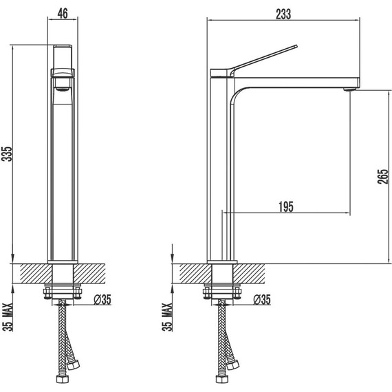 Смеситель для раковины высокий Azario Vise AZ-VQQ168R30PA, черный, Цвет производителя: чёрный - фото 2