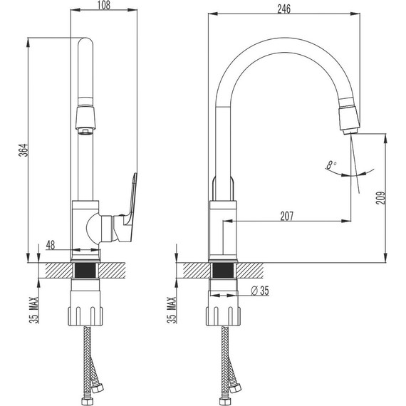 Смеситель для кухни Azario Elvis AZ-WWK568155PA, черный, Цвет производителя: чёрный - фото 2
