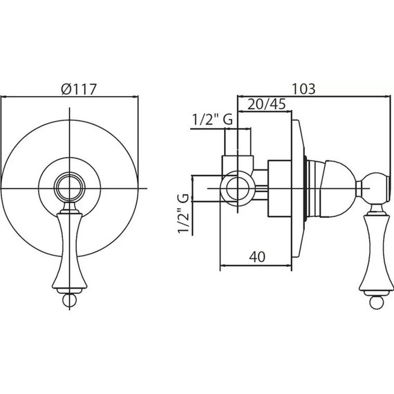Смеситель для душа Cezares MARGOT-DIM-03/24-N, золото 24 карат - фото 2
