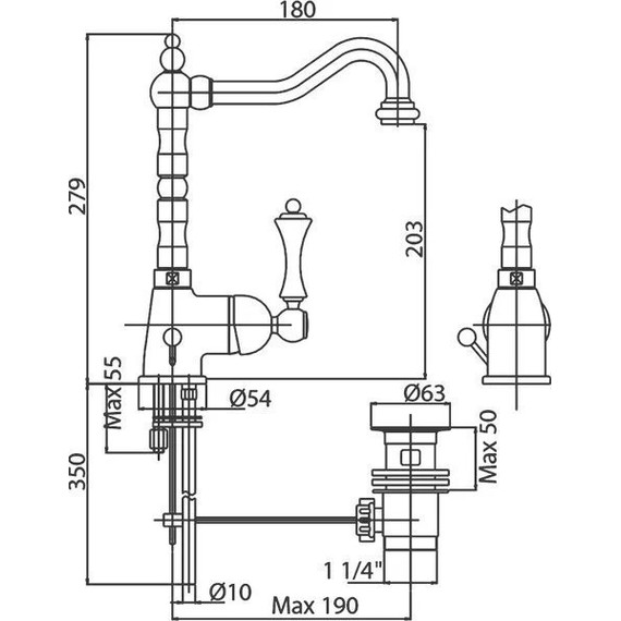 Смеситель для раковины Cezares MARGOT-LSM2-03/24-M, золото 24 карат - фото 2