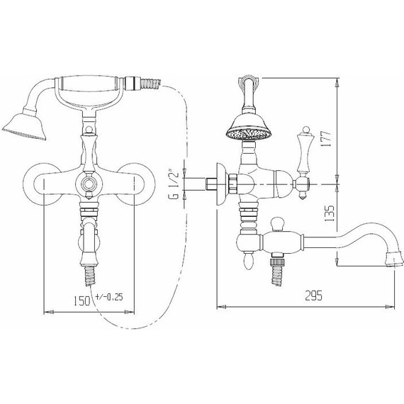 Смеситель для ванны Cezares MARGOT-VDFM2-03/24-Bi, золото 24 карат, Цвет производителя: золото - фото 2