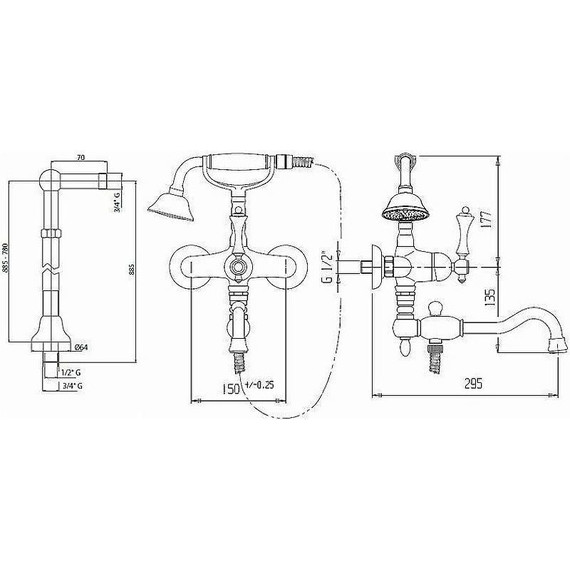 Смеситель для ванны Cezares MARGOT-VDP2-01-M - фото 3