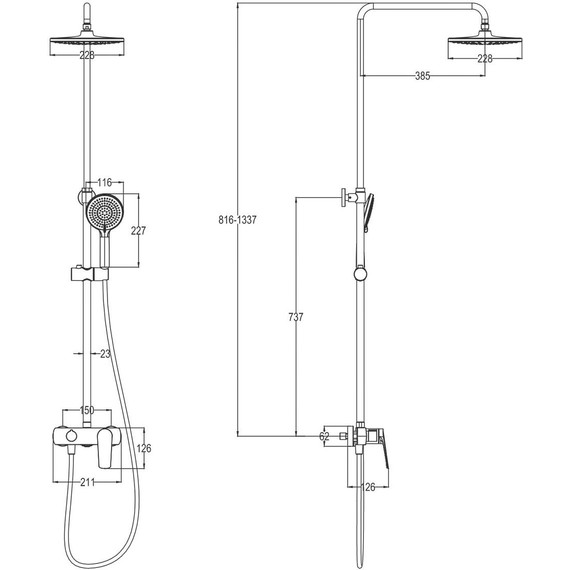 Душевая стойка Azario Cheerful AZ-VES238U33C-1BE1J29A-ZH3384A - фото 2