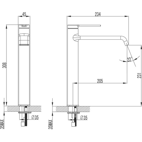 Смеситель для раковины высокий Azario Vincente AZ-VPV168R26PA, черный, Цвет производителя: чёрный - фото 2