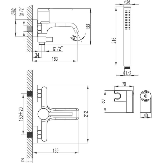 Смеситель для ванны Azario Vincente AZ-VRZ238326C, Цвет производителя: хром - фото, картинка 6 Смеситель для ванны Azario Vincente AZ-VRZ238326C, Цвет производителя: хром - фото 6