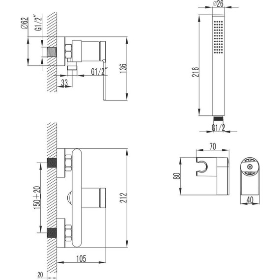 Смеситель для душа Azario Vincente AZ-VRZ338326PA, черный, Цвет производителя: чёрный - фото 6