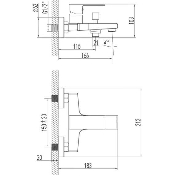 Смеситель для ванны Azario Eddie AZ-WQY238207PA, черный, Цвет производителя: чёрный - фото 6
