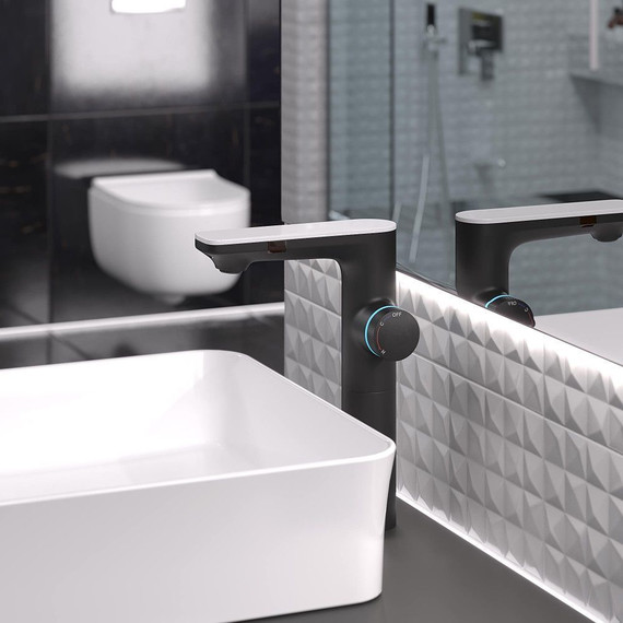 Смеситель для раковины высокий сенсорный Berges Wasserhaus Morans 076004, черный матовый, Цвет производителя: чёрный - фото 8