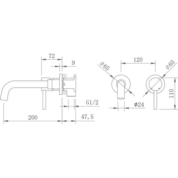 Смеситель для раковины настенный Berges Wasserhaus Ventas R 076011, Цвет производителя: хром - фото 5