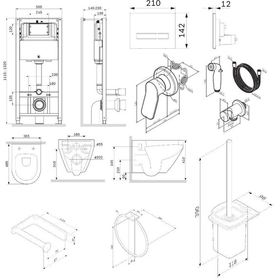 Подвесной комплект (Секция гигиены) Am.Pm Spirit CK70GH, черный - фото 10