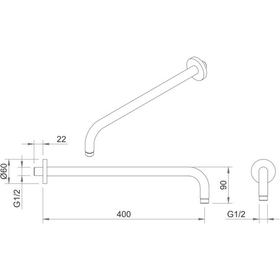Кронштейн стеновой для верхнего душа Berges Wasserhaus Ventas R 400 мм 074009 - фото 2