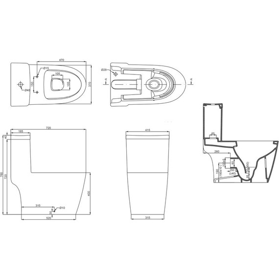 Унитаз-моноблок безободковый Creo Ceramique One ON0101 с крышкой микролифт - фото, картинка 11 Унитаз-моноблок безободковый Creo Ceramique One ON0101 с крышкой микролифт - фото 11