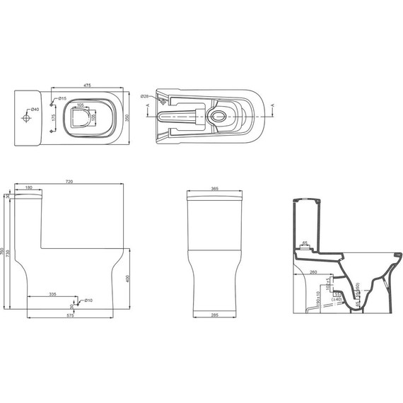 Унитаз-моноблок безободковый Creo Ceramique One ON0102 с крышкой микролифт - фото, картинка 11 Унитаз-моноблок безободковый Creo Ceramique One ON0102 с крышкой микролифт - фото 11