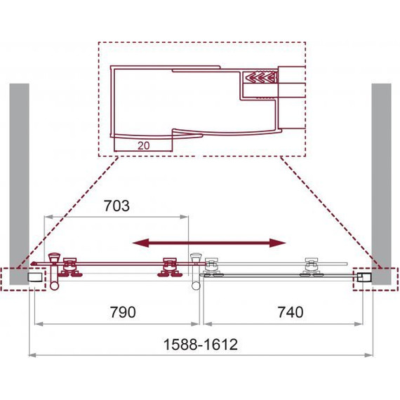 Душевая дверь BelBagno 160 см UNO-195-BF-1-160-P-Cr, хром/матовое - фото 7
