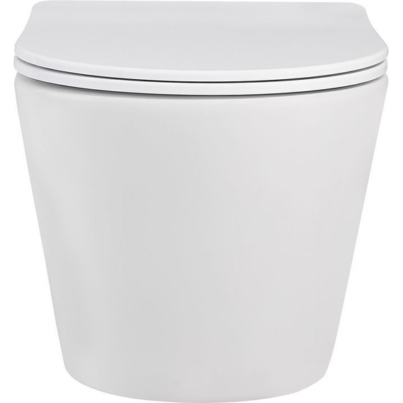 Унитаз подвесной безободковый Abber Bequem AC1102MW с крышкой микролифт, белый матовый, Цвет производителя: белый матовый - фото, картинка 3 Унитаз подвесной безободковый Abber Bequem AC1102MW с крышкой микролифт, белый матовый, Цвет производителя: белый матовый - фото 3