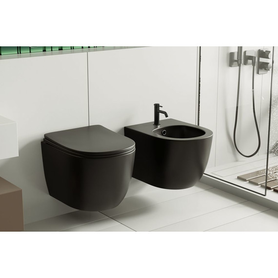 Биде подвесное Abber Bequem AC1150MB, черный матовый - фото 3