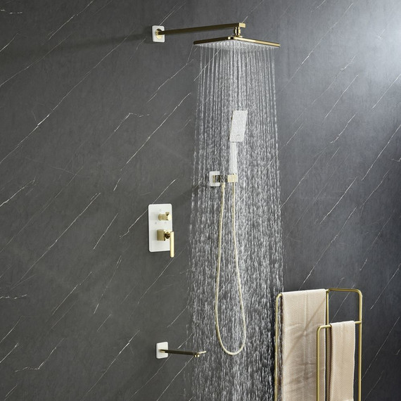 Душевая система для ванны Lemark Mista LM6422WG, белый/золото - фото 2