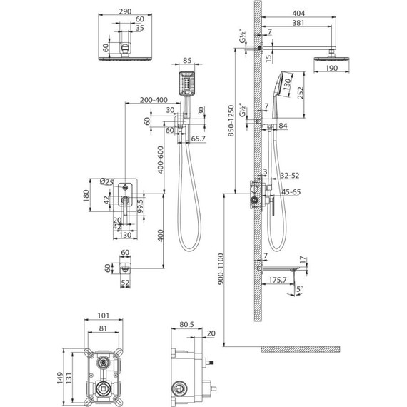Душевая система для ванны Lemark Mista LM6422WG, белый/золото - фото 10