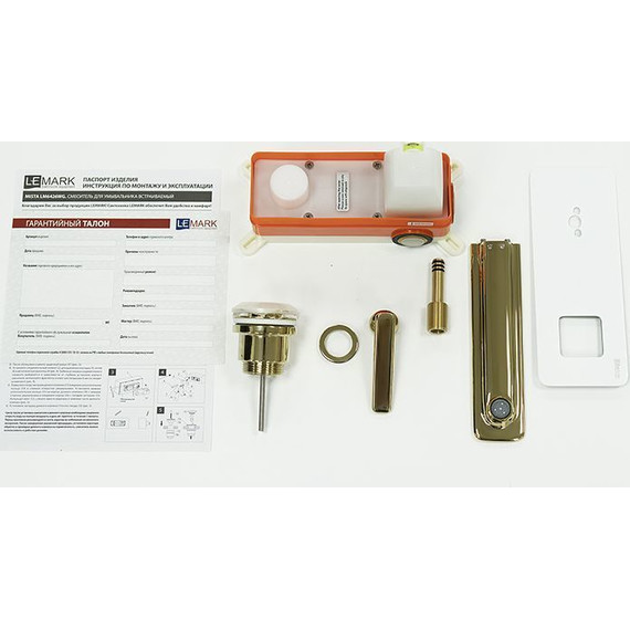 Смеситель для раковины настенный Lemark Mista LM6426WG, белый/золото - фото 4