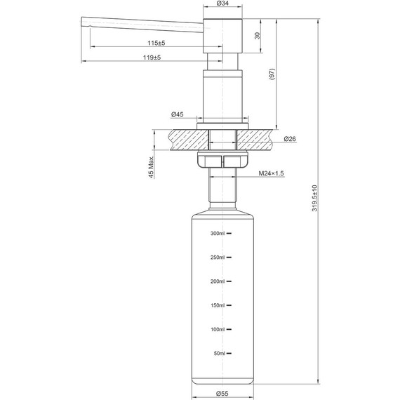 Дозатор для жидкого мыла Lemark Expert LM8203GMN, графит - фото 2