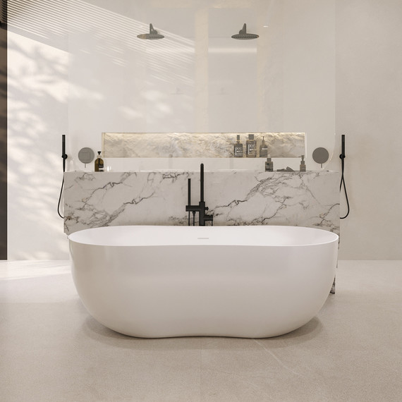 Ванна отдельностоящая Abber Stein 170x80 см AS9604, белый матовый - фото 