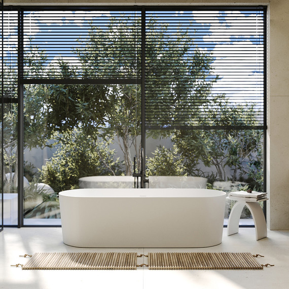 Ванна отдельностоящая Abber Stein 180x75 см AS9614, белый матовый - фото 