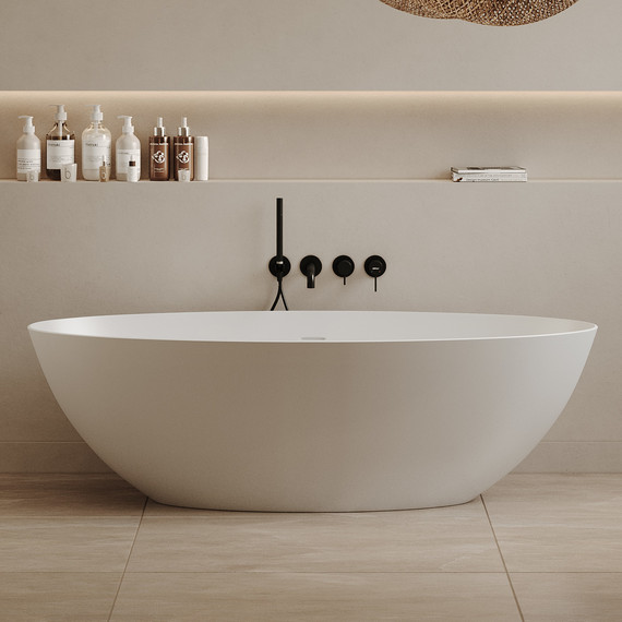 Ванна отдельностоящая Abber Stein 170x80 см AS9625-1.7, белый матовый, Размер - мм: 1700х800 - фото 