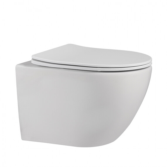 Унитаз подвесной безободковый Abber Bequem AC1100MW с крышкой микролифт, белый матовый - фото 