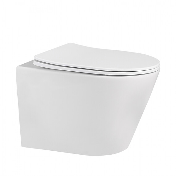 Унитаз подвесной безободковый Abber Bequem AC1102MW с крышкой микролифт, белый матовый, Цвет производителя: белый матовый - фото 