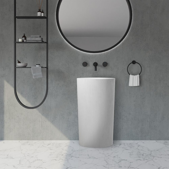 Раковина напольная Abber Stein 50 см AS2501-H, белый матовый - фото 2