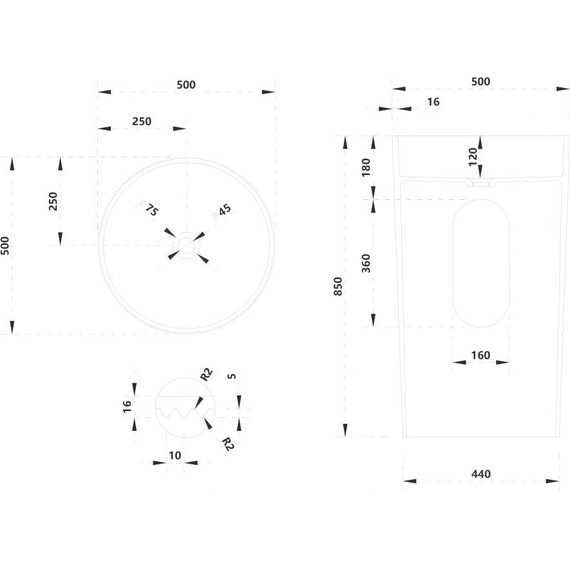 Раковина напольная Abber Stein 50 см AS2501-H, белый матовый - фото 4