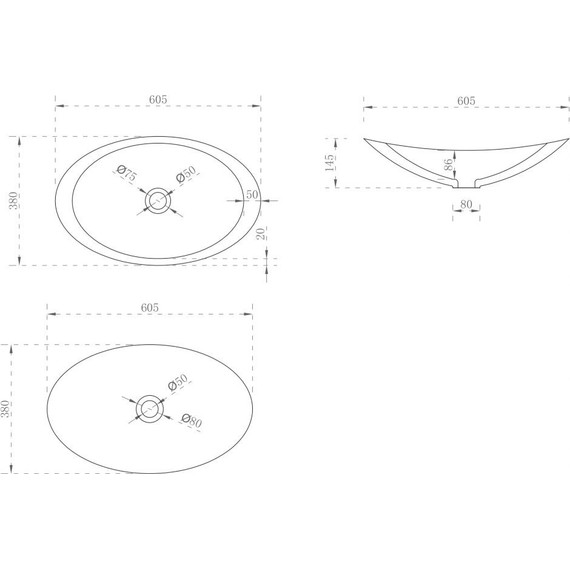 Раковина-чаша Abber Stein 60 см AS2606, белый матовый - фото 3