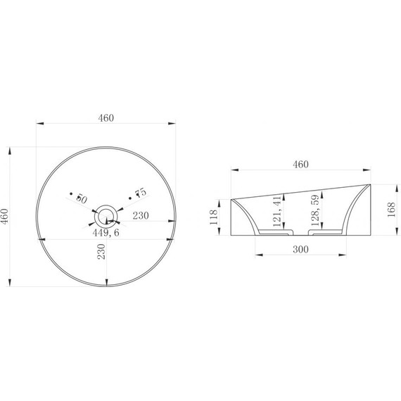 Раковина-чаша Abber Stein 46 см AS2607, белый матовый - фото 3