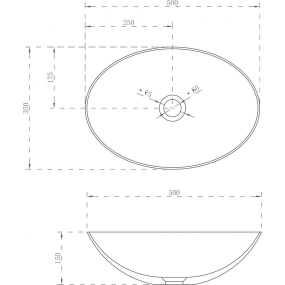 Раковина-чаша Abber Stein 50 см AS2609, белый матовый - фото 3