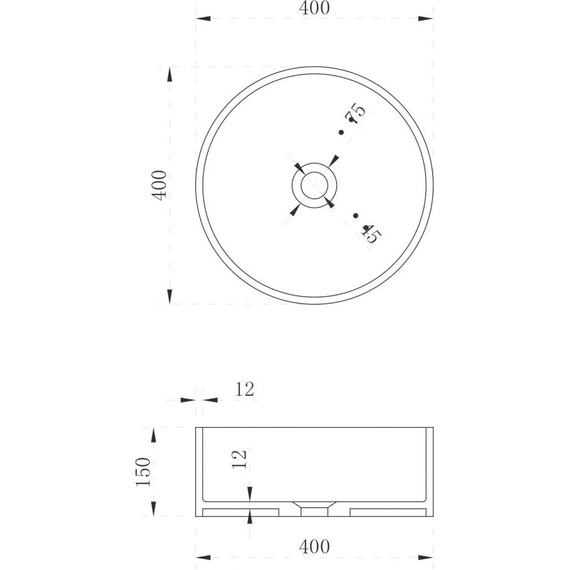 Раковина-чаша Abber Stein 40 см AS2612, белый матовый - фото 3