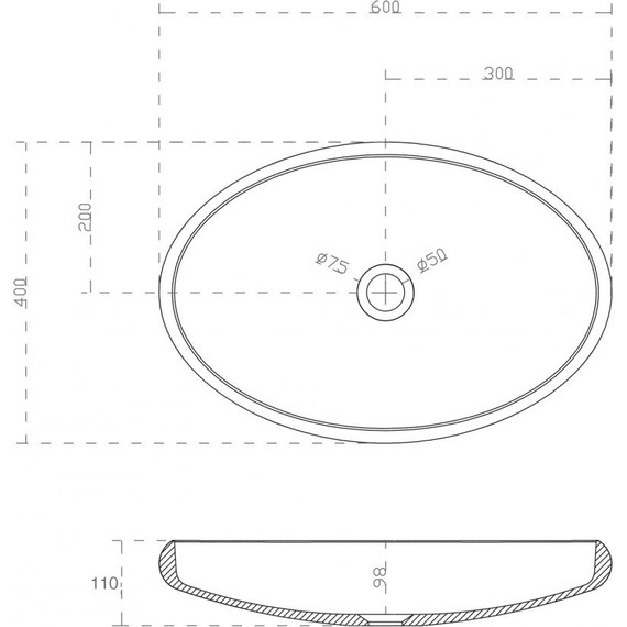 Раковина-чаша Abber Stein 60 см AS2614, белый матовый - фото 3