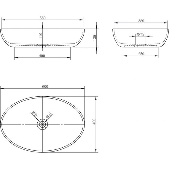 Раковина-чаша Abber Stein 60 см AS2619, белый матовый - фото 4