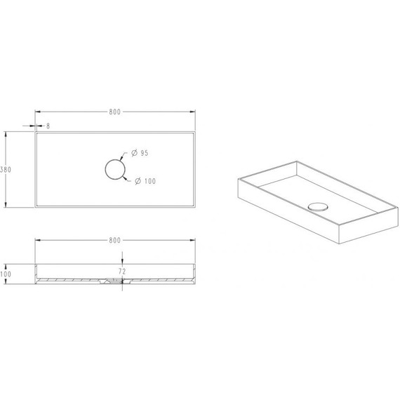 Раковина-чаша Abber Stein 80 см AS2622, белый матовый - фото 3